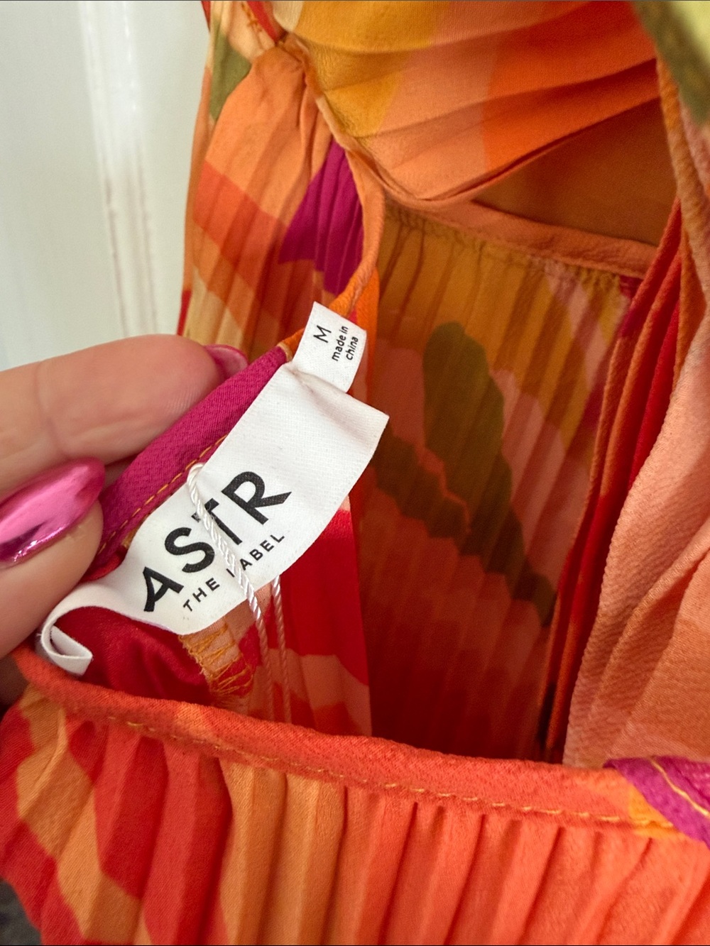 Astr Pleated Floral Midi Dress in Orange, Pink & Green - Picture 4 of 8